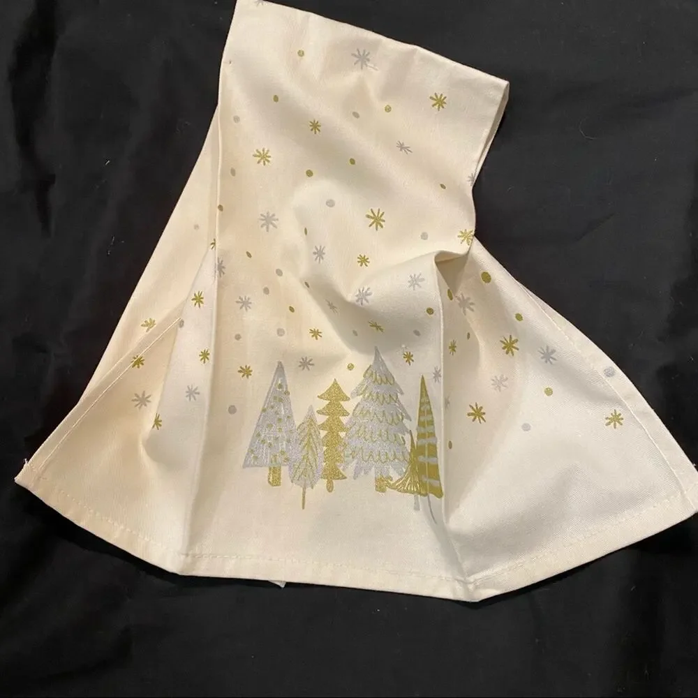 BRAND NEW Dish Towel + Oven Mitt White Christmas‎ Set